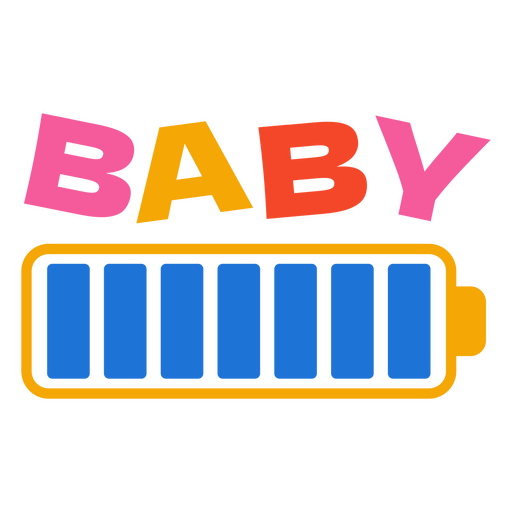 Diseño gráfico de batería de bebé colorida Diseño PNG