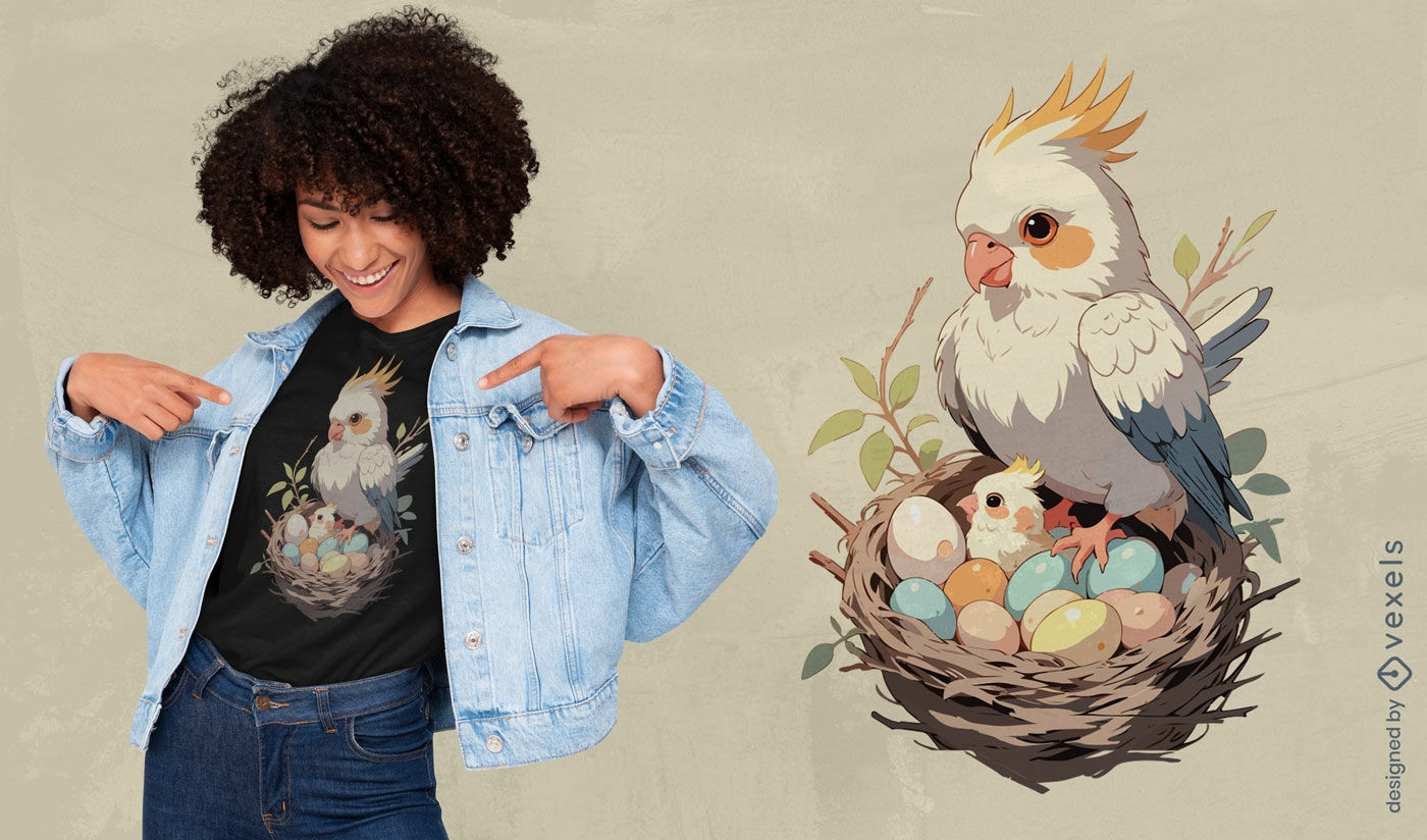 Cockatiel and eggs t-shirt design