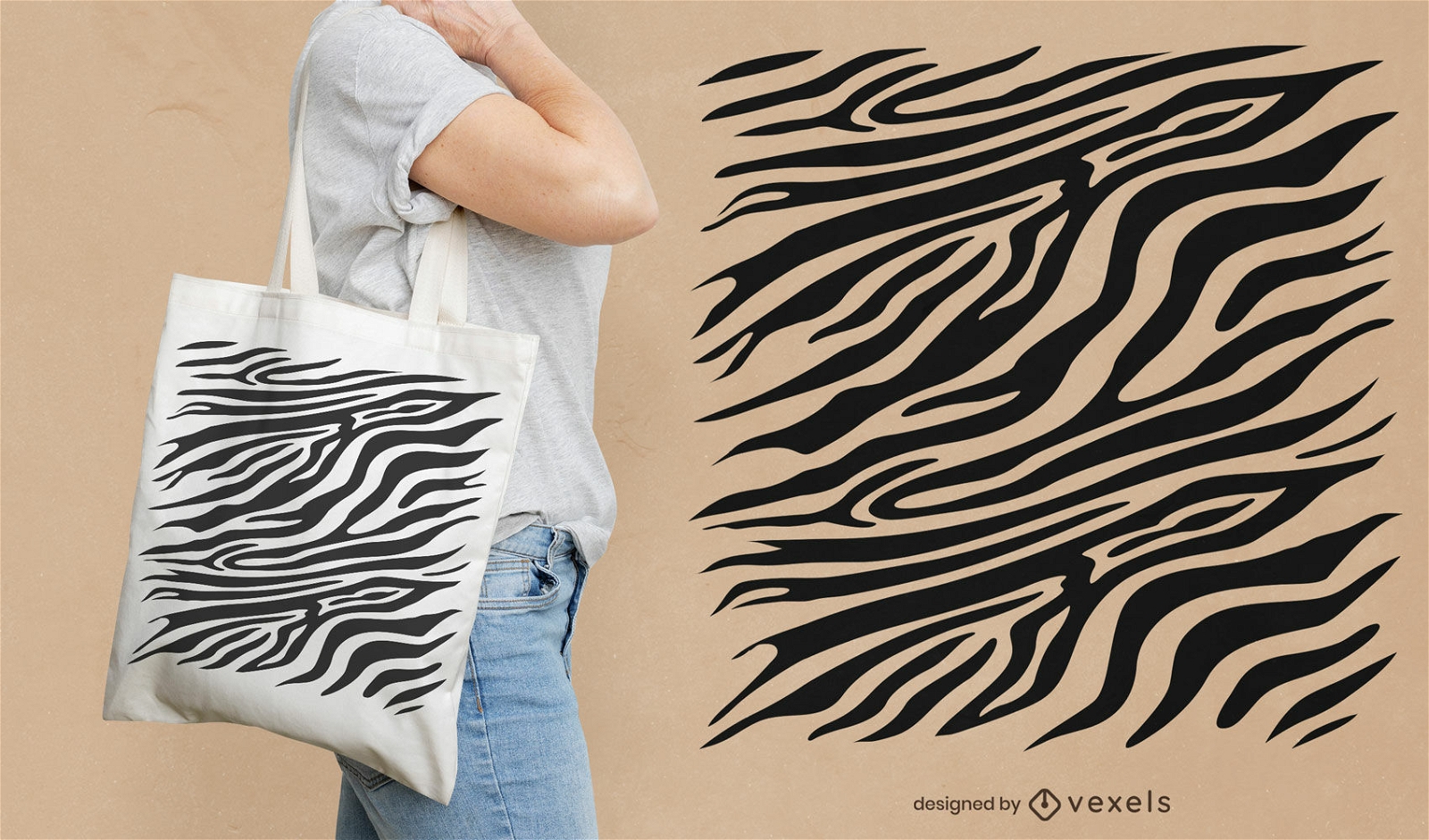 Zebra pattern on tote bag design
