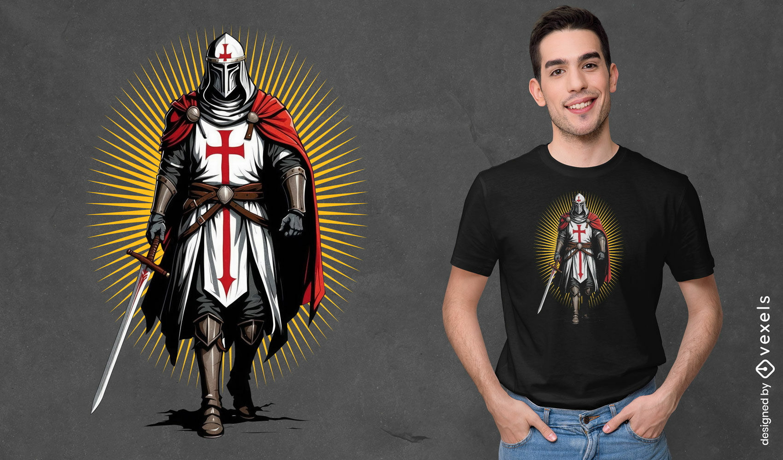 Design de camiseta cristã templária