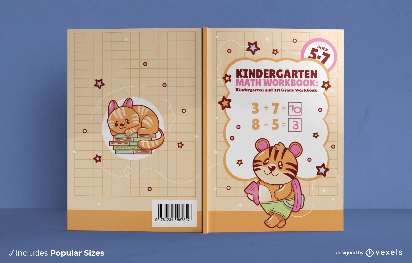 Diseño de portada de libro de matemáticas preescolar.