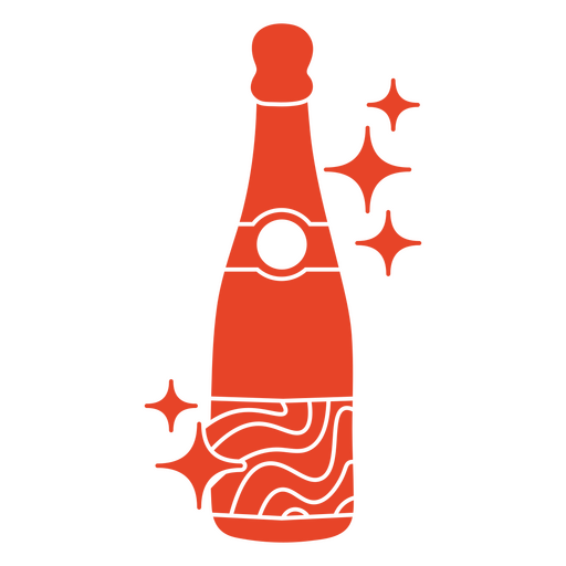 Botella de vino con destellos rojos. Diseño PNG