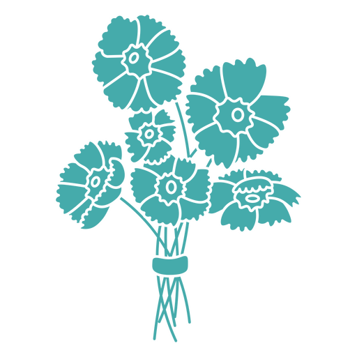 Blaugrüner Blumenstrauß PNG-Design