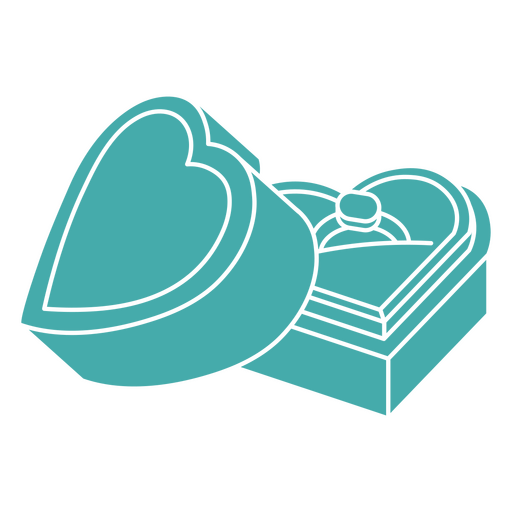 Caja en forma de corazón verde azulado Diseño PNG