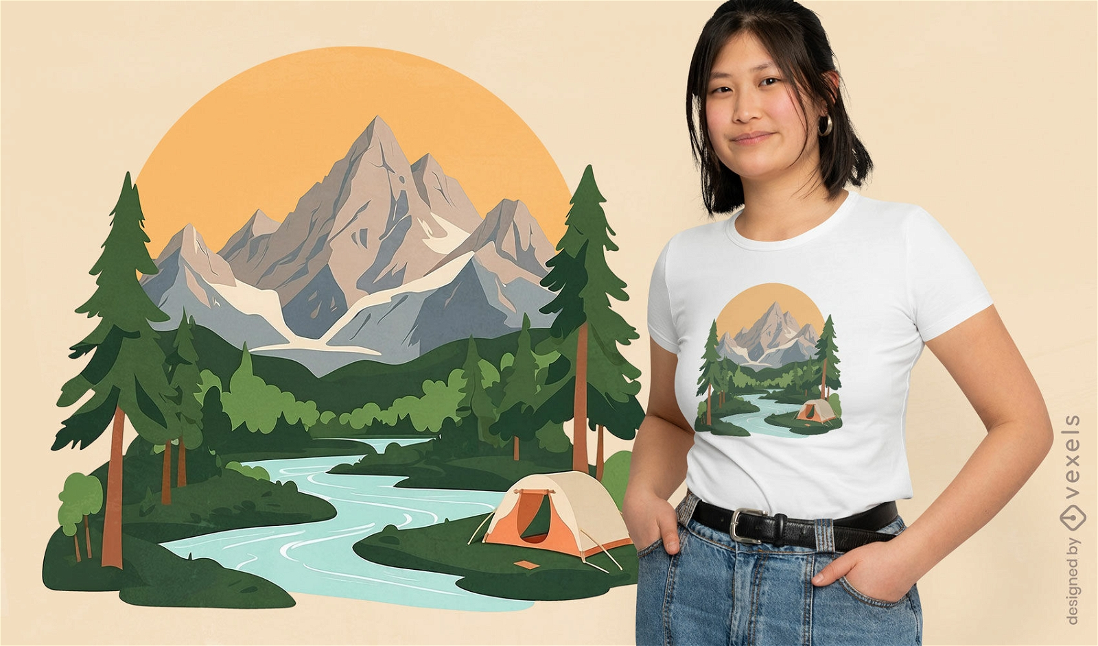 Diseño de camiseta de horizonte de naturaleza.