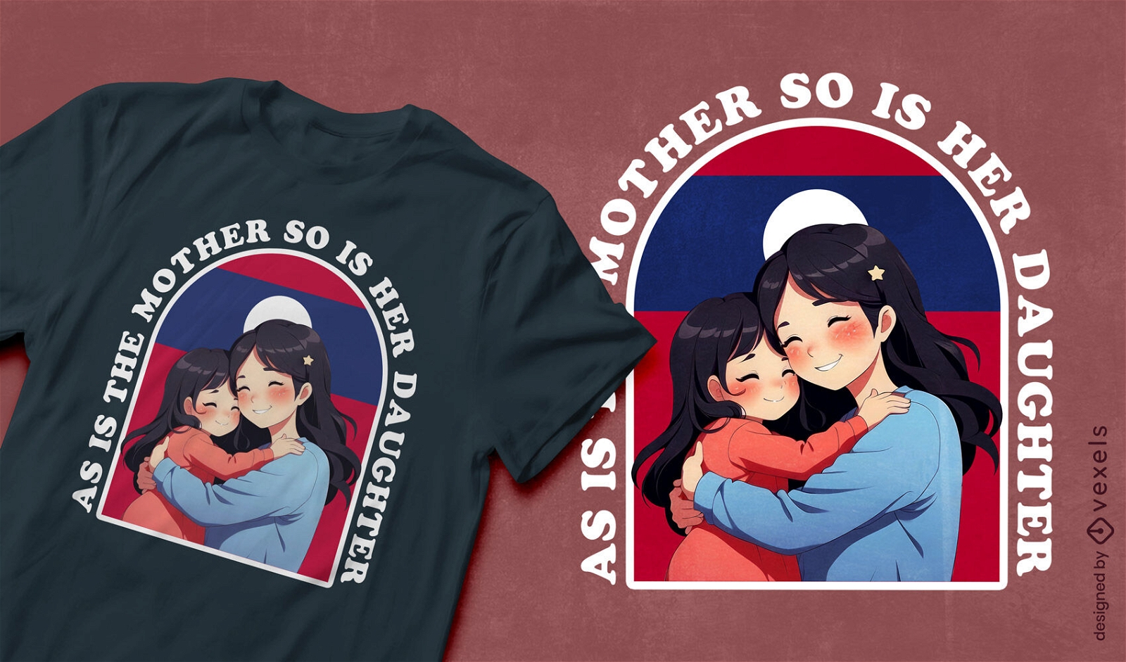 Kawaii mother and daughter t-shirt design