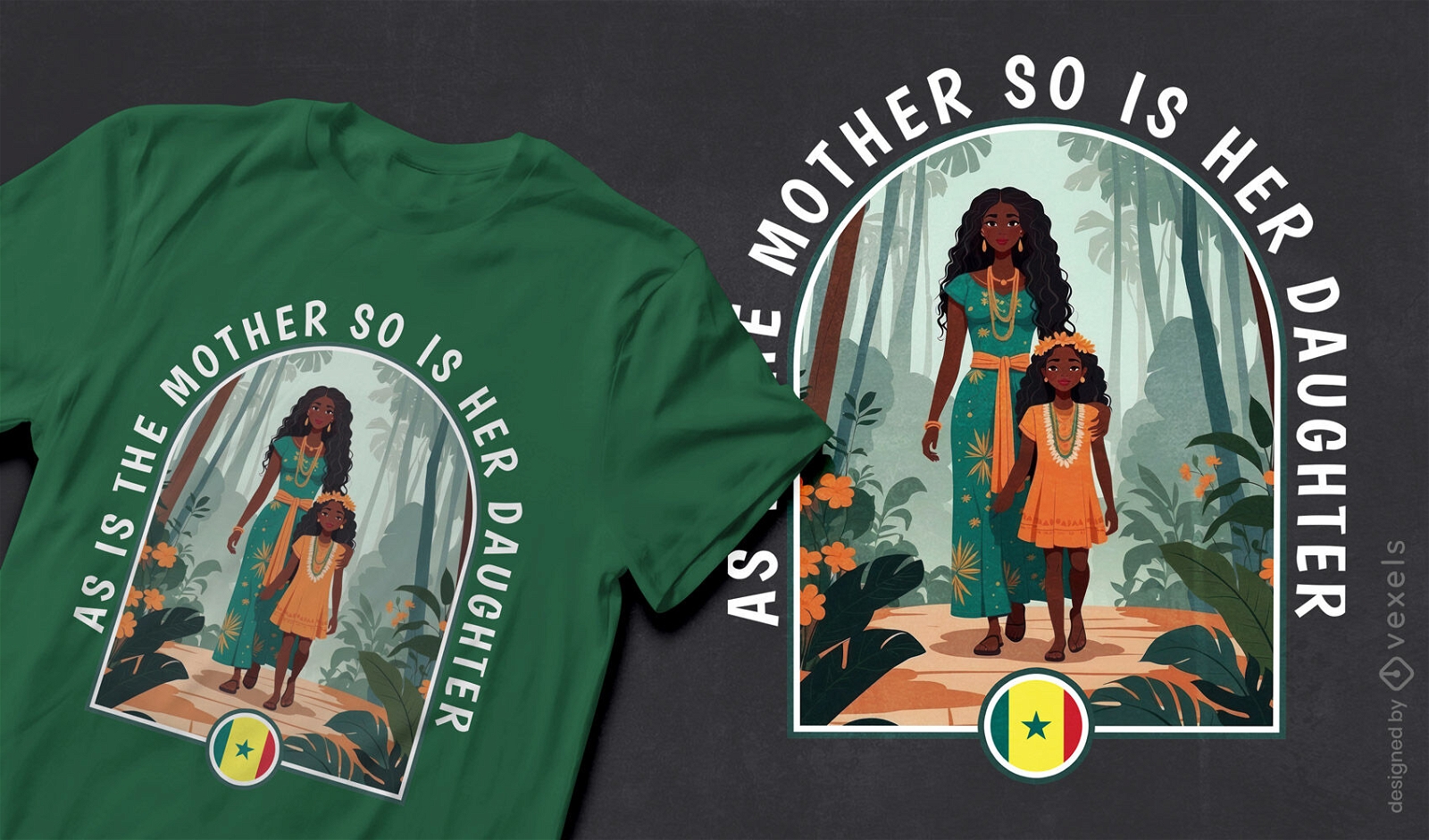 Diseño de camiseta de madre e hija senegalesas.