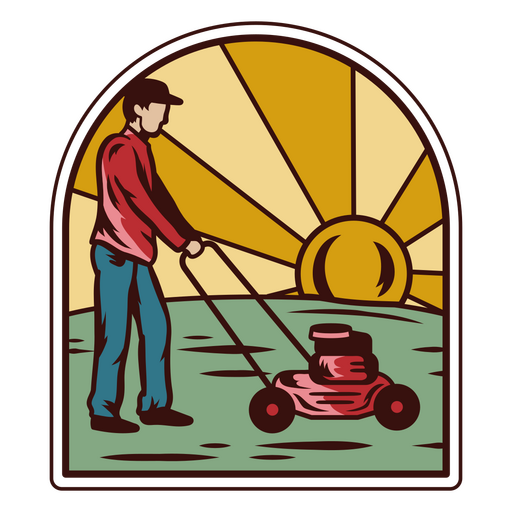 Man mowing lawn PNG Design