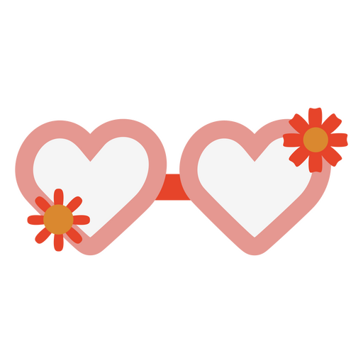 Heart glasses with flowers PNG Design