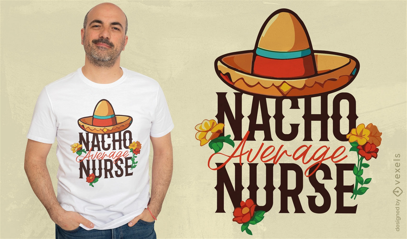 Diseño de camiseta con un juego de palabras con temática de nachos.