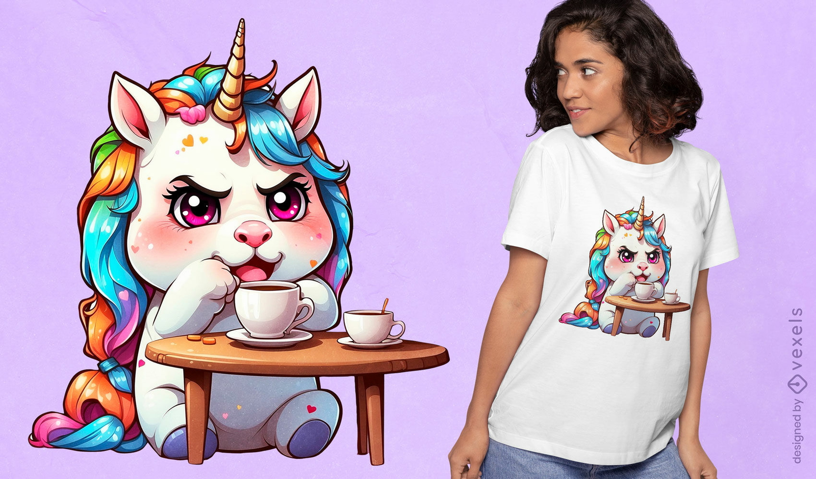 Diseño de camiseta de unicornio gruñón.