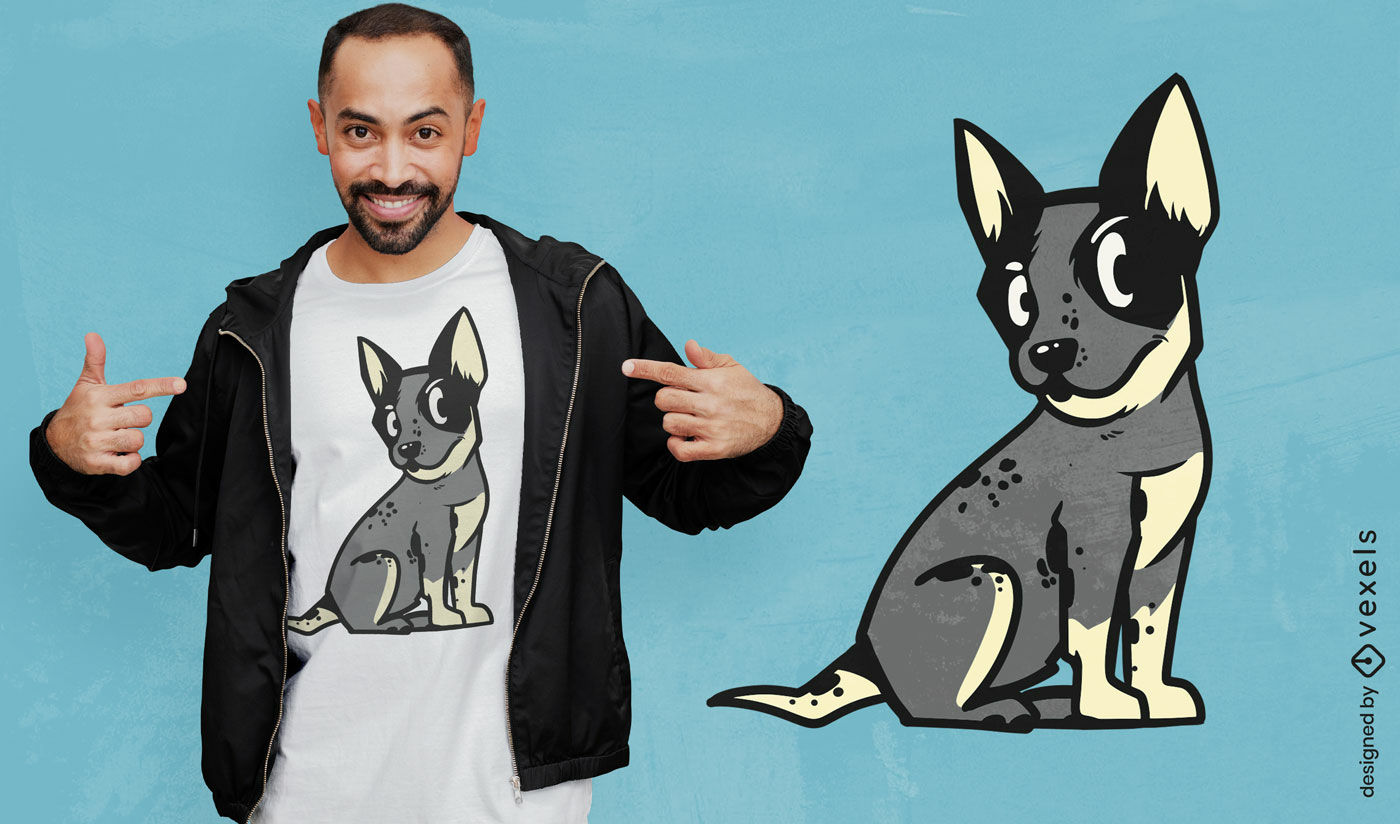 Atento diseño de camiseta de perro pastor australiano.