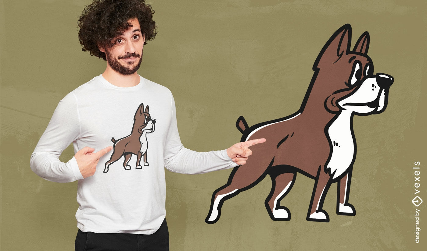 Diseño de camiseta de perro boxer juguetón.