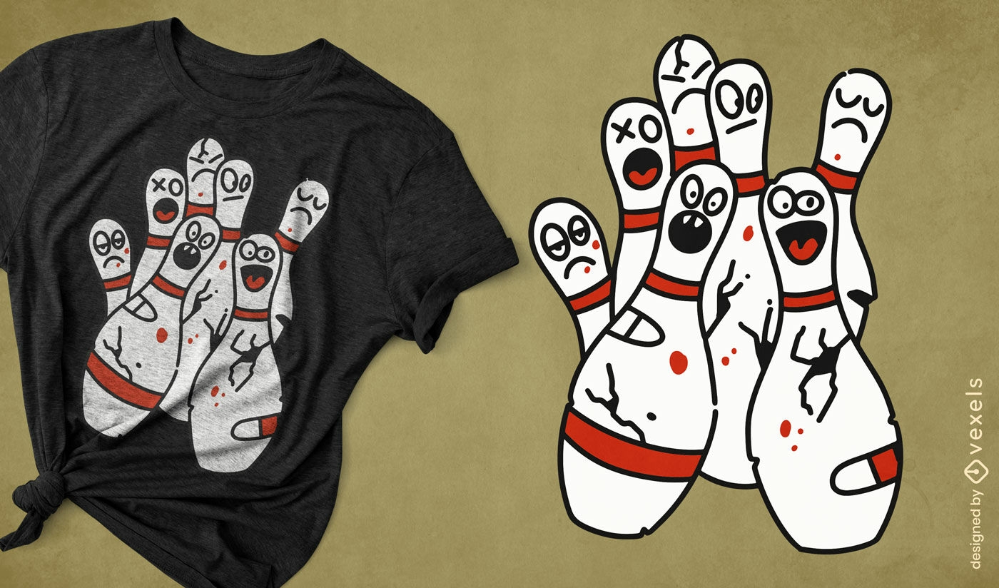 Lustiges Bowling-Pins-T-Shirt-Design