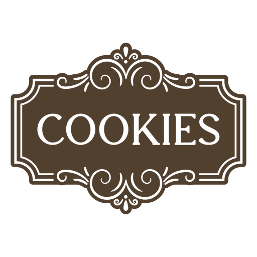 Elegant cookies sign design with ornate frame PNG Design