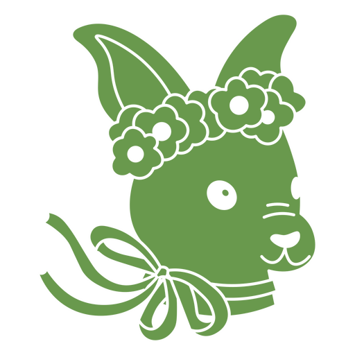 Green bunny with flower headband PNG Design