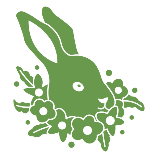 Diseño floral de conejito verde divertido Diseño PNG
