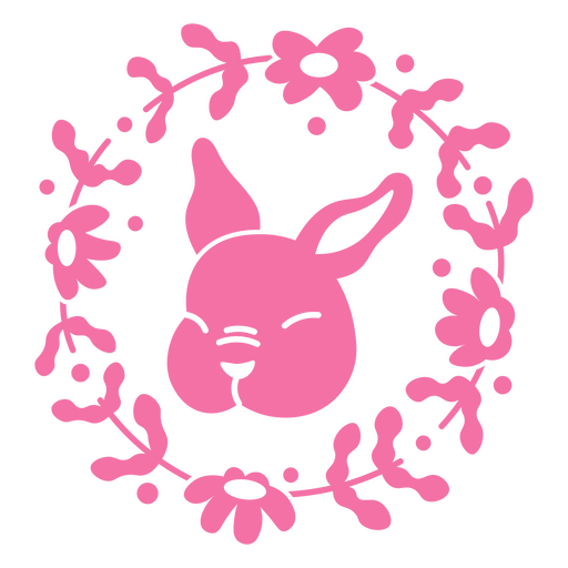 Design floral de coelho rosa divertido Desenho PNG