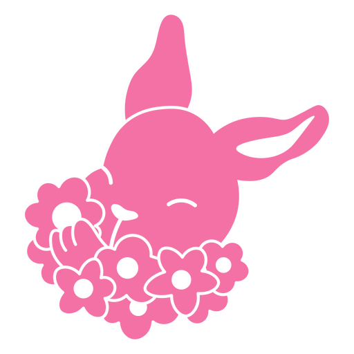 Pink bunny with flowers PNG Design