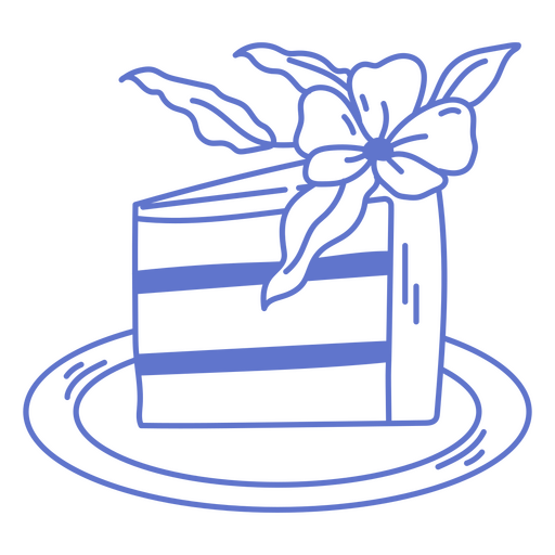 Ilustração de fatia de bolo caprichosa com detalhes florais Desenho PNG