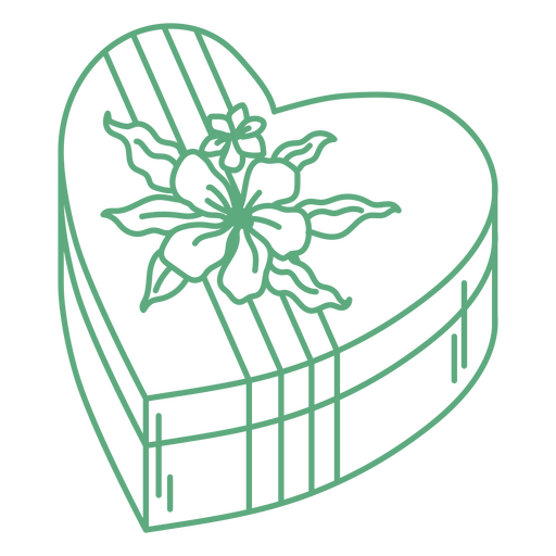 Ilustração encantadora de caixa de presente em forma de coração Desenho PNG