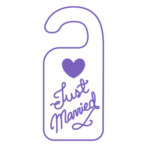 Charming 'just married' door hanger design PNG Design
