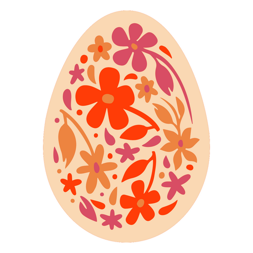 Huevo colorido con flores. Diseño PNG