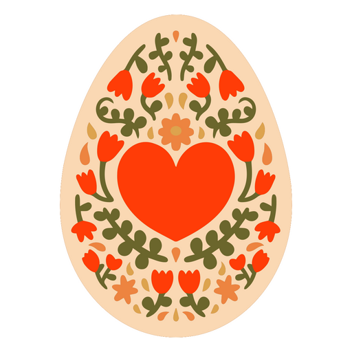 Ilustração vibrante de ovo em forma de coração floral Desenho PNG