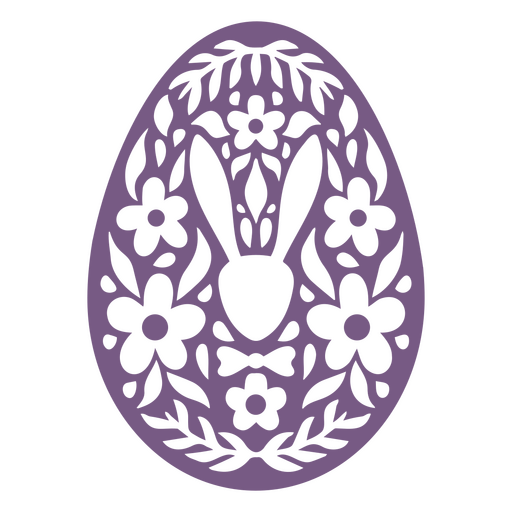 Intrincado diseño floral de huevo de Pascua con un conejo. Diseño PNG
