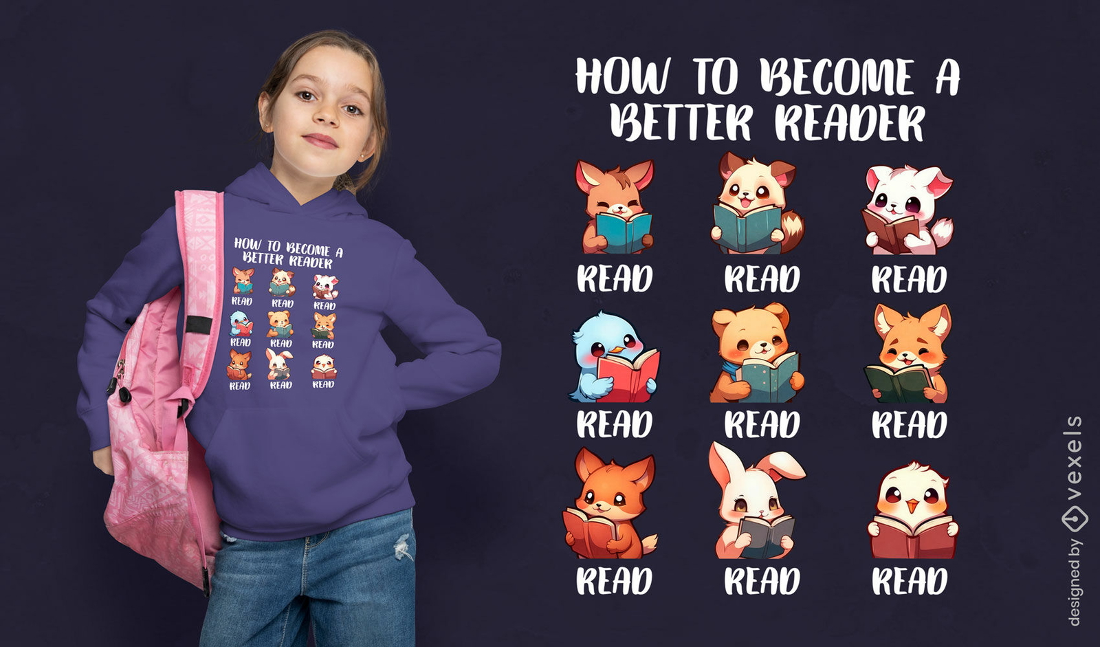 Diseño de camiseta de lectura de animales educativos.