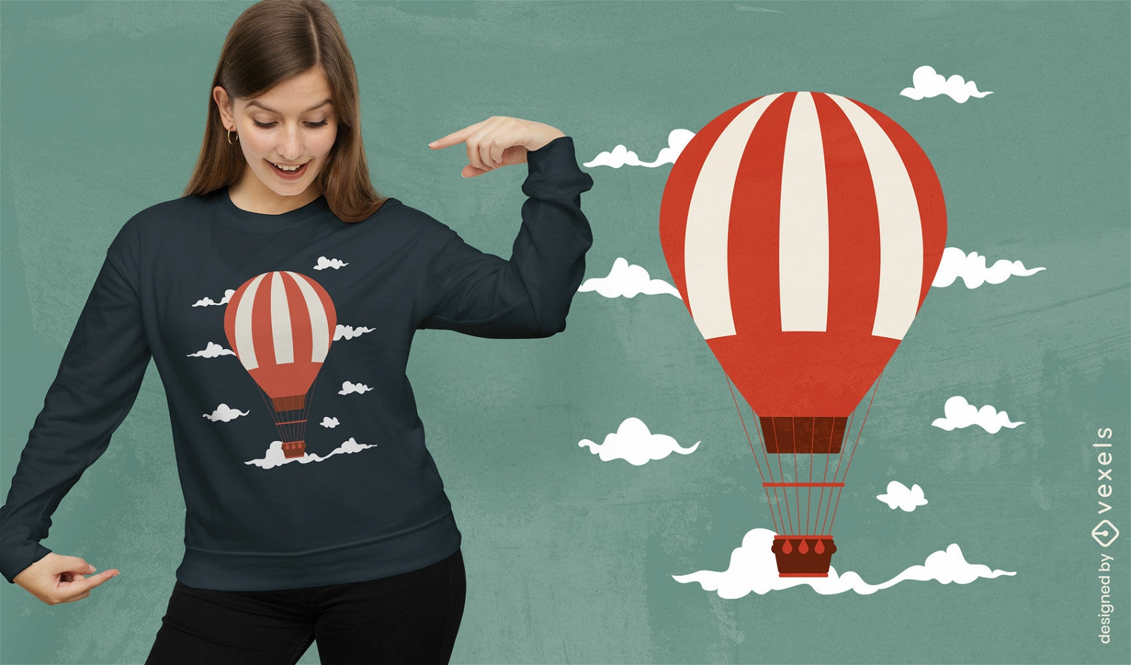 Diseño de camiseta de aventura en globo aerostático.