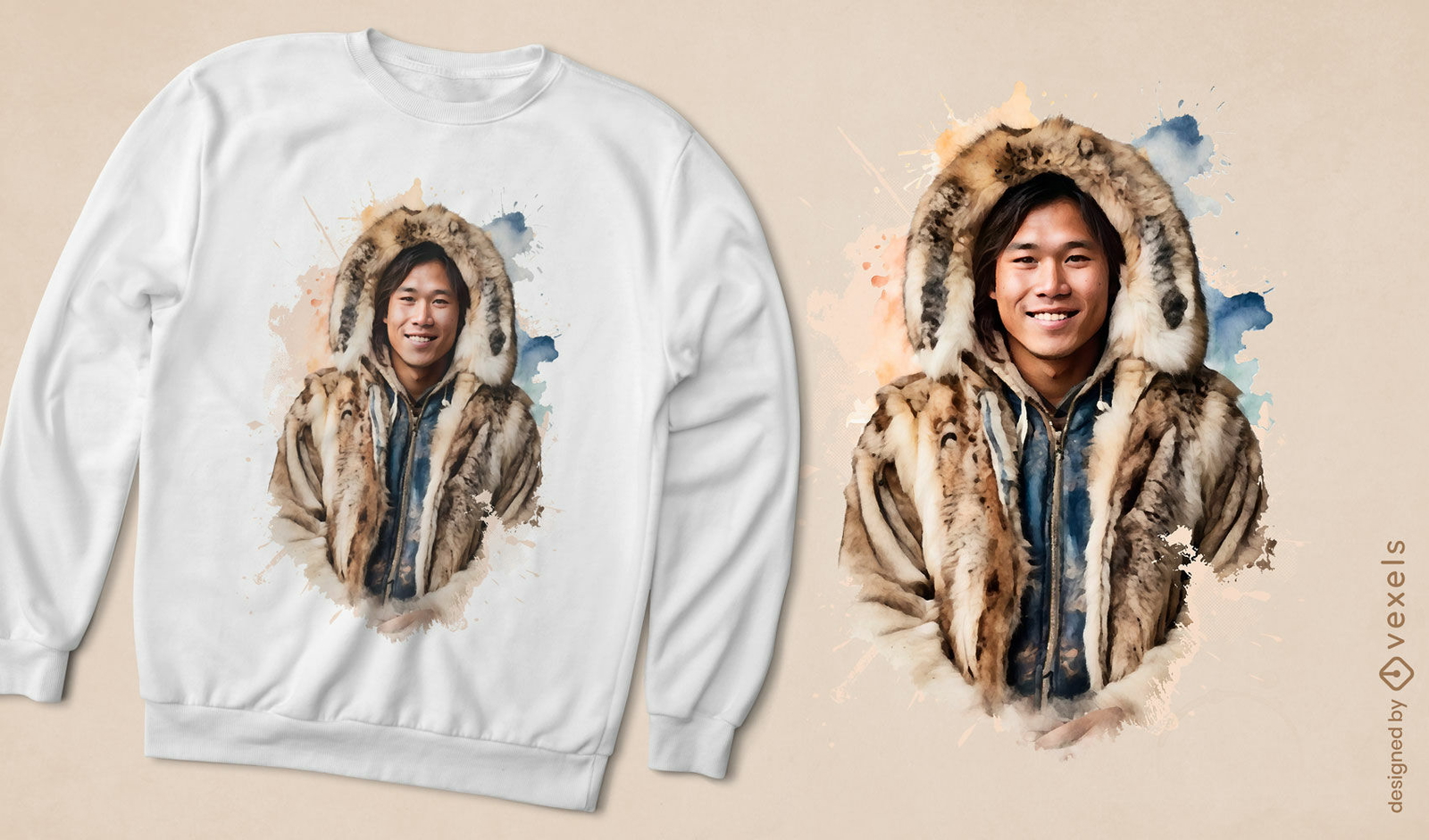 Diseño de sudadera de cultura inuit.