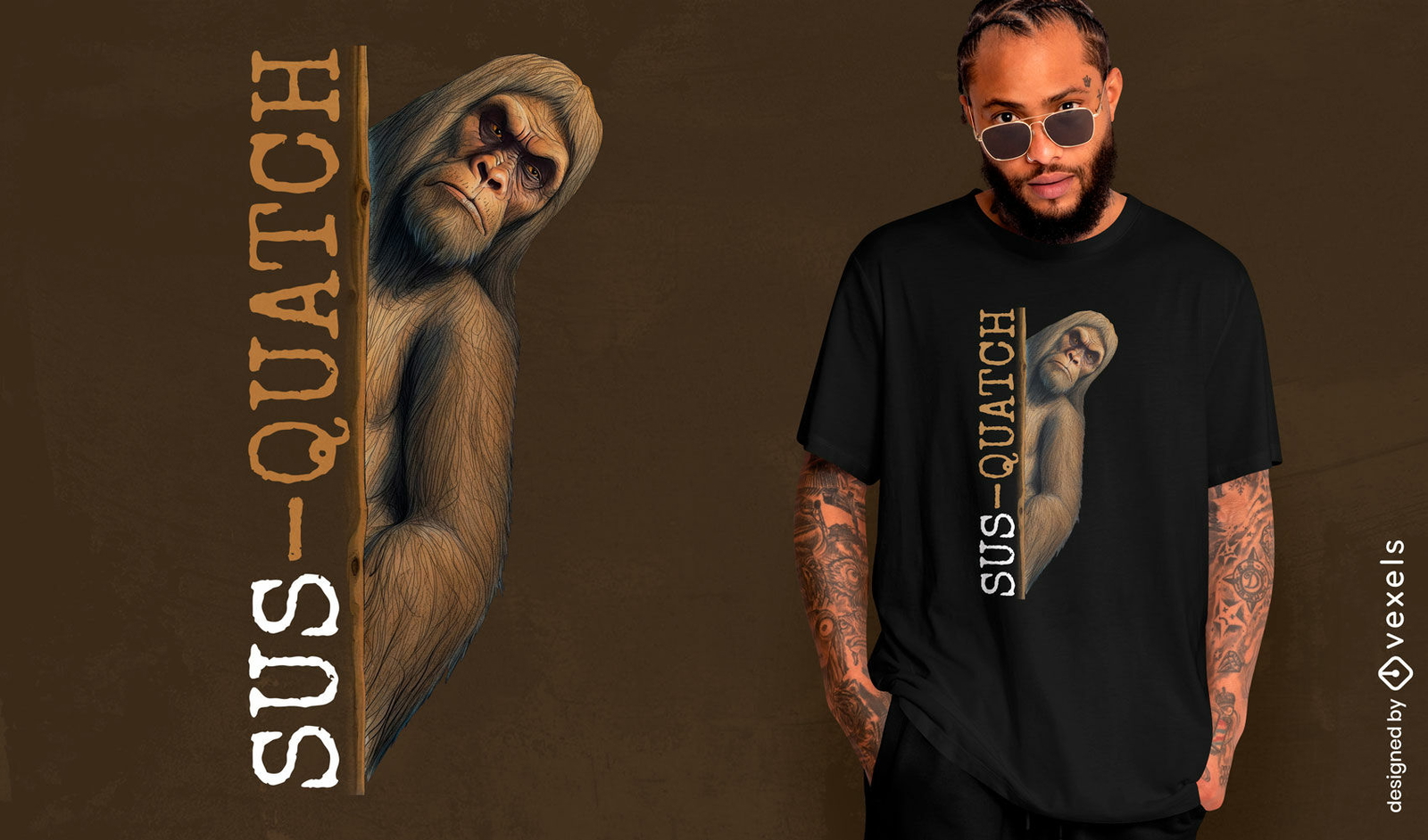 Diseño de camiseta sospechoso de Sasquatch.