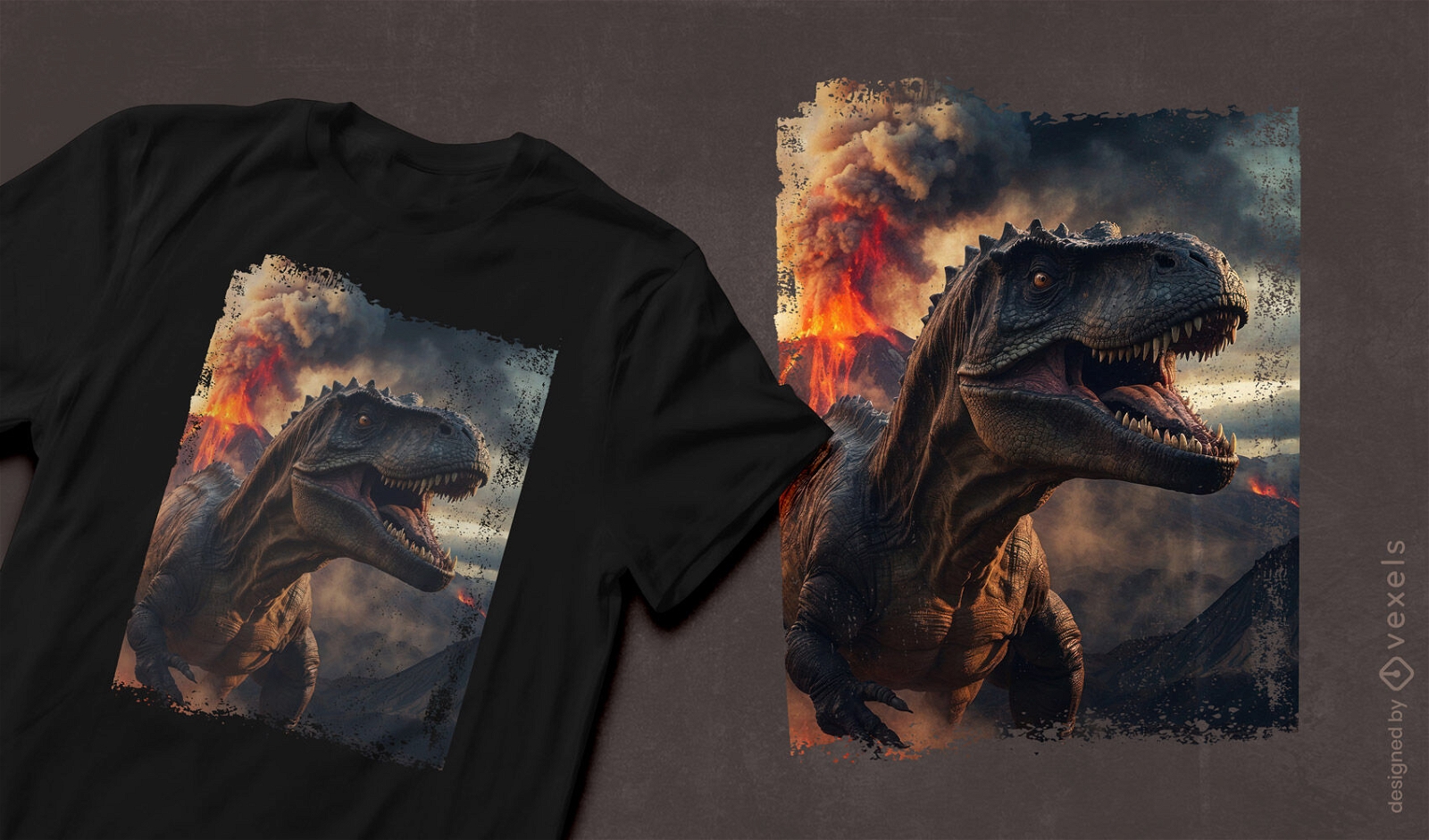 Dise?o de camiseta T-Rex rugiente realista.