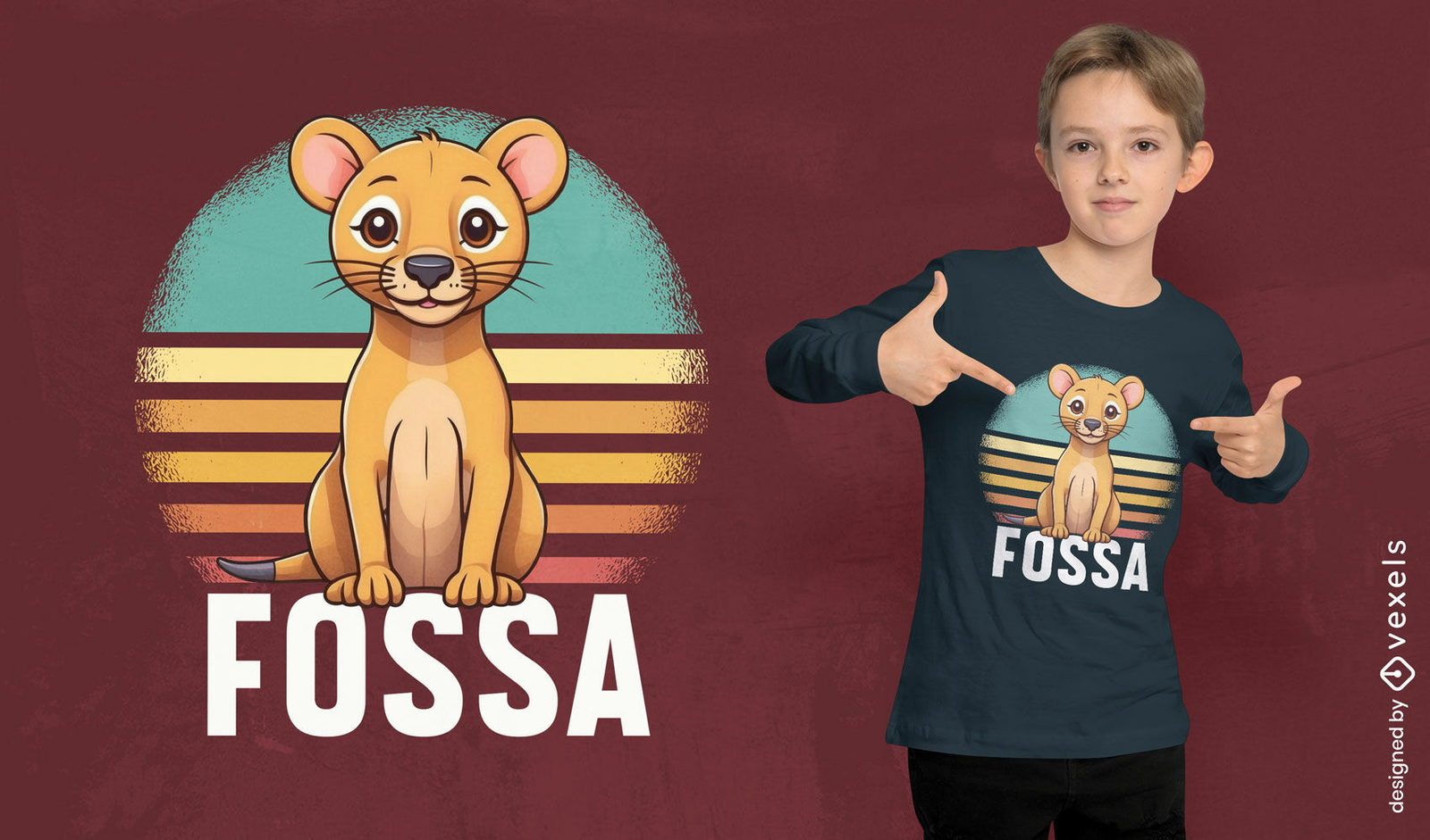 Lächelndes Fossa-T-Shirt-Design