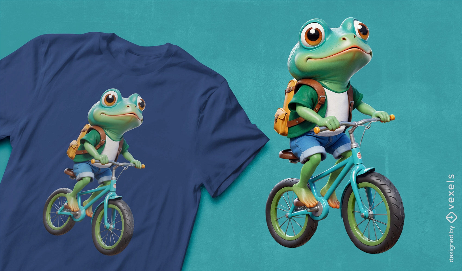 Diseño de camiseta de rana ciclista.
