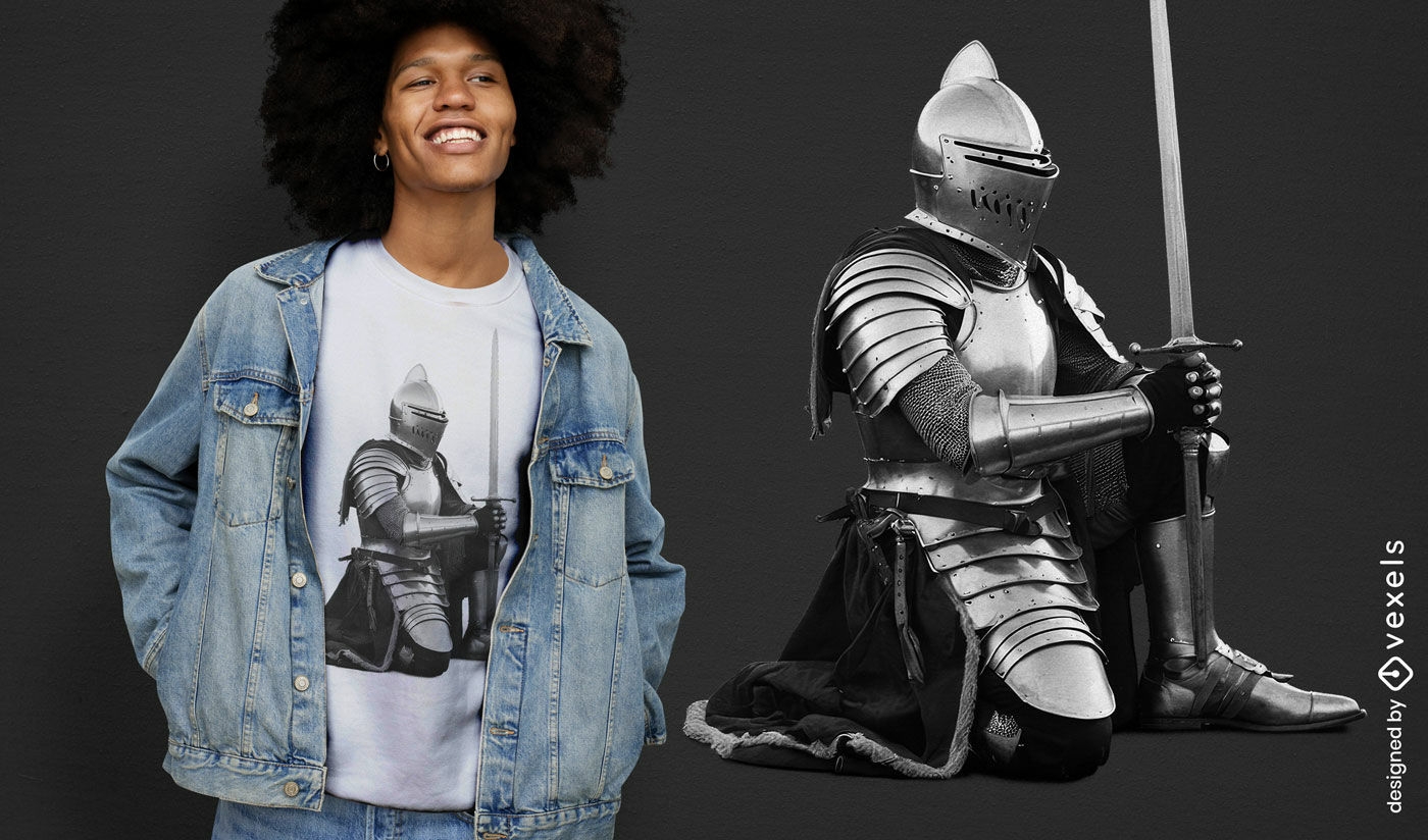 Kneeling medieval warrior t-shirt design