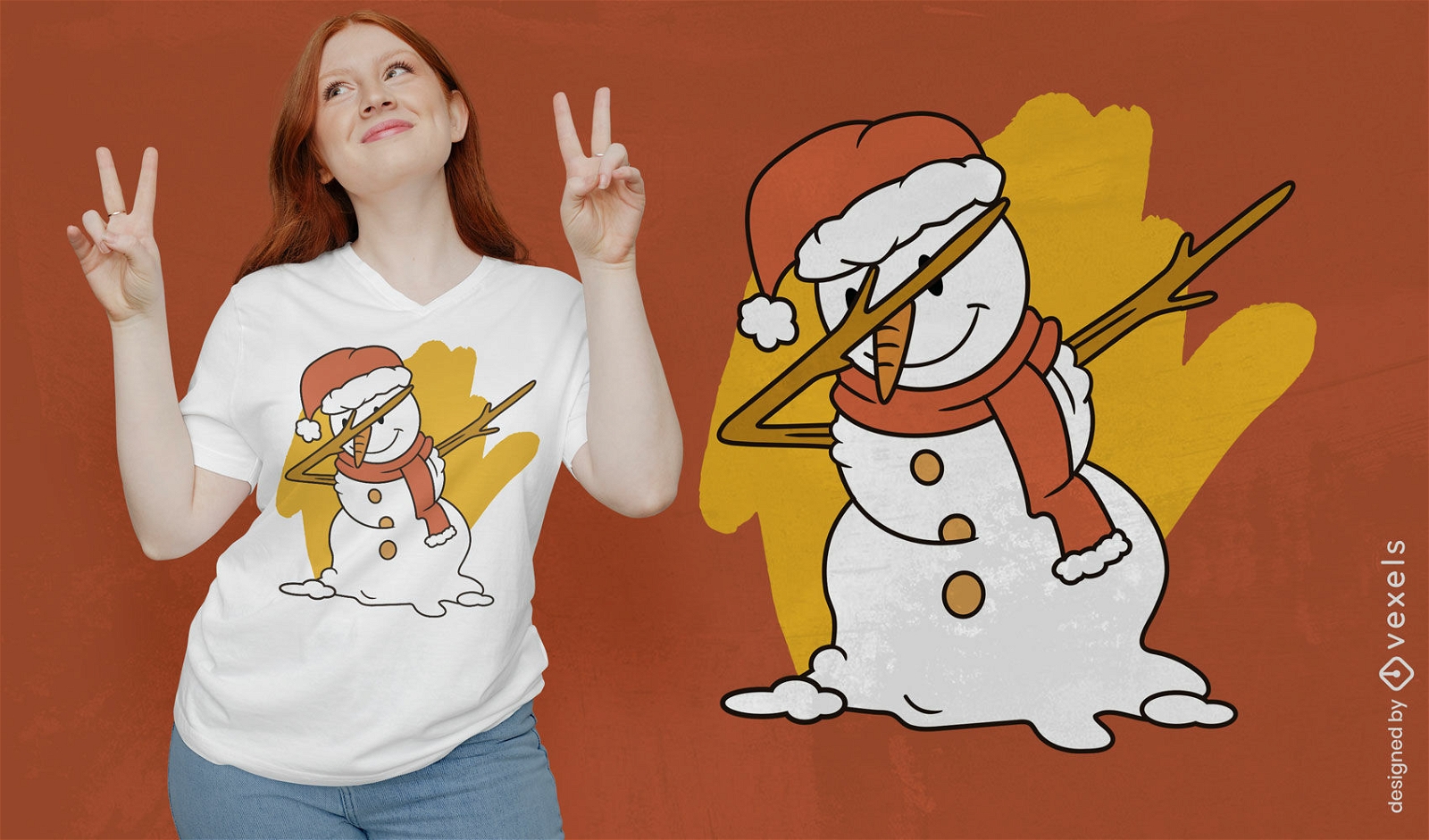 Diseño de camiseta de muñeco de nieve juguetón y dabbing.