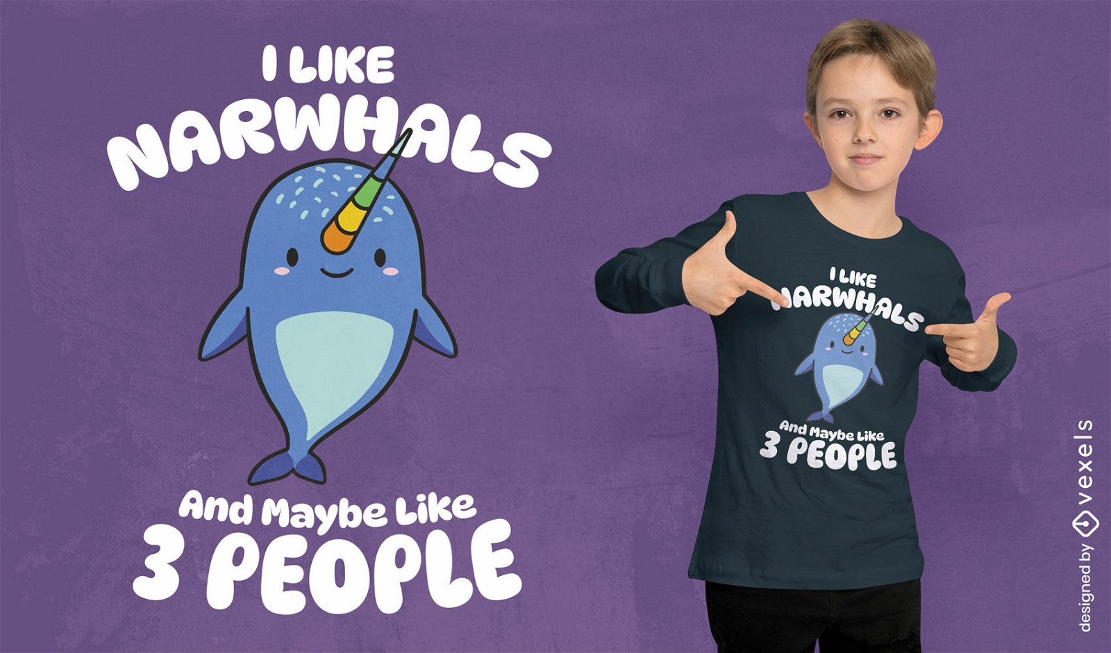 Narwhal introvert quote t-shirt design