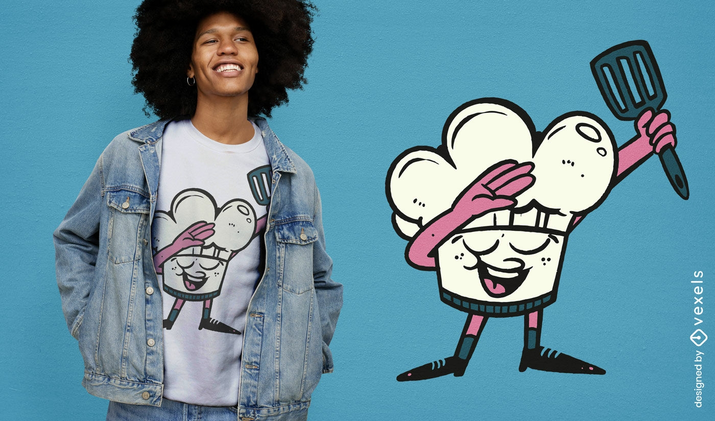 Diseño de camiseta de dibujos animados de sombrero de chef feliz.