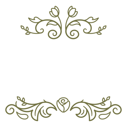 Elegante diseño de borde floral con follaje intrincado. Diseño PNG