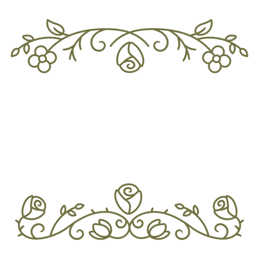 Golden frame with leaves and flowers PNG Design
