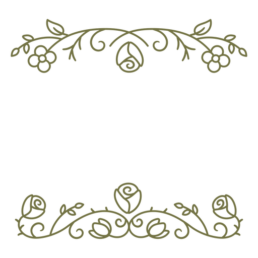 Goldener Rahmen mit Blättern und Blumen PNG-Design