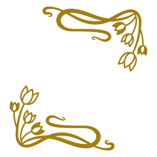 Design elegante de canto floral com trepadeiras em espiral Desenho PNG