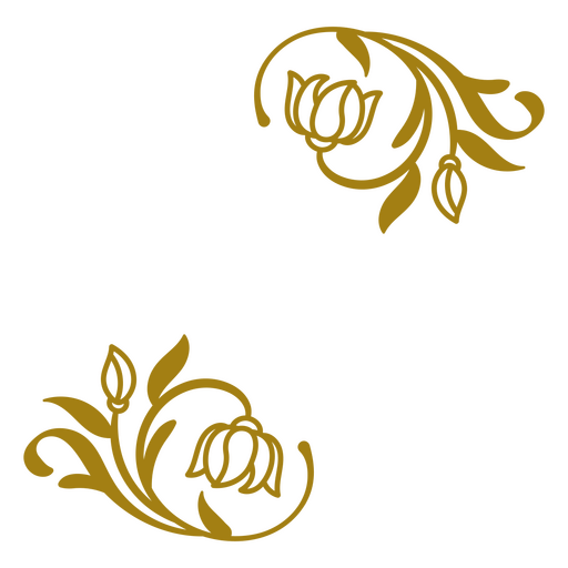 Adornos florales dorados Diseño PNG