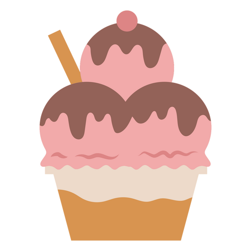 Strawberry ice cream cup PNG Design