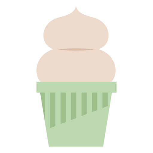 Green cupcake with white frosting PNG Design