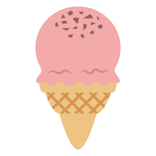 Strawberry ice cream cone with chocolate chips PNG Design