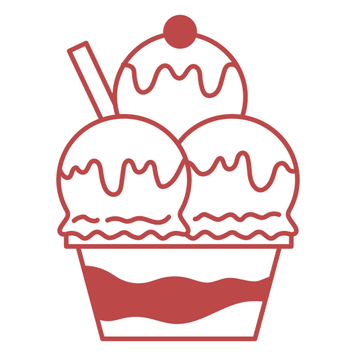 Red Ice cream sundae PNG Design