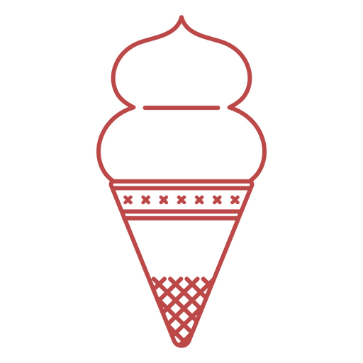 Red Ice cream cone color stroke desing PNG Design